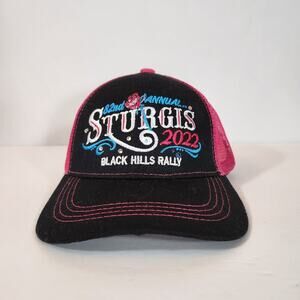 LORIMCO 2022 STURGIS Pink Black 82nd Annual Black Hills Rally Ponytail Mesh Cap